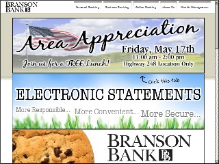 Web site www.bransonbank.com, Branson Bank
